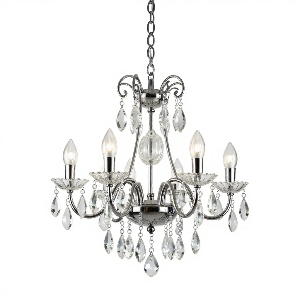 Chandelier with glass drops isolated on a white background