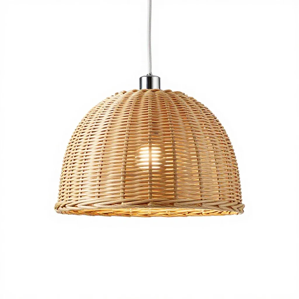 Rattan pendant shade isolated on a white background