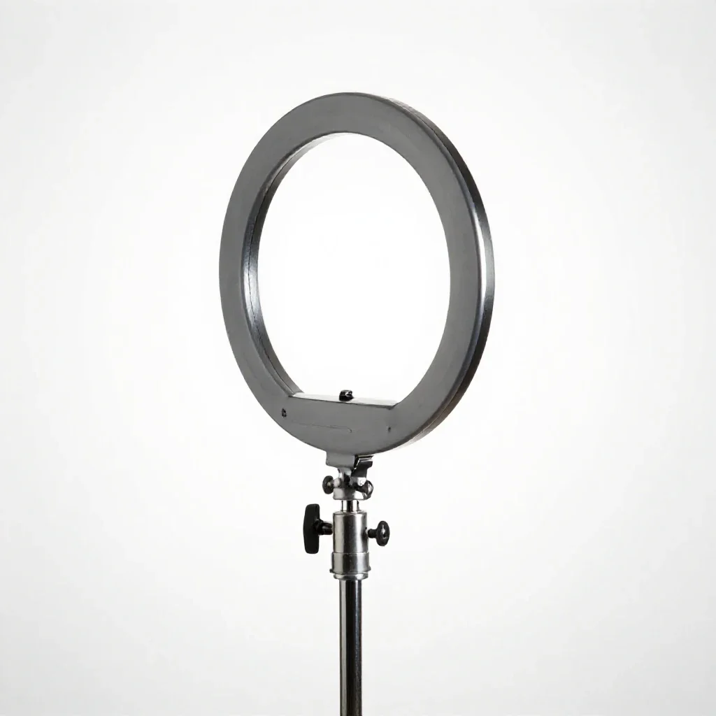 Ring light on a stand isolated on a white background