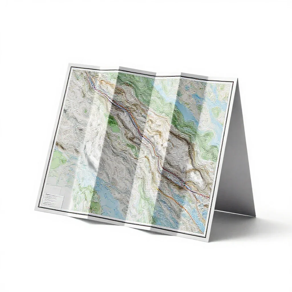 Topographic map folded isolated on a white background