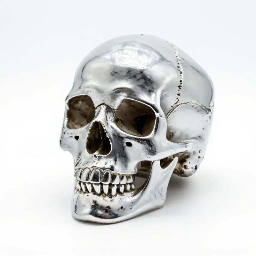 Human skull anatomical model isolated on a white background