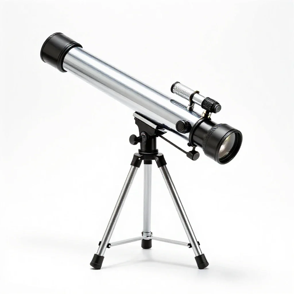 Refracting telescope isolated on a white background