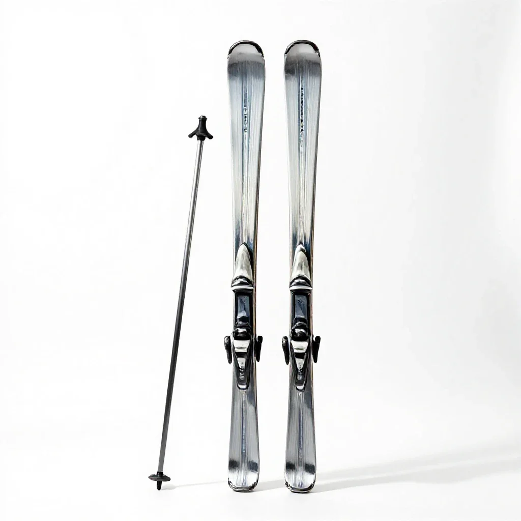 Pair of skis with poles isolated on a white background