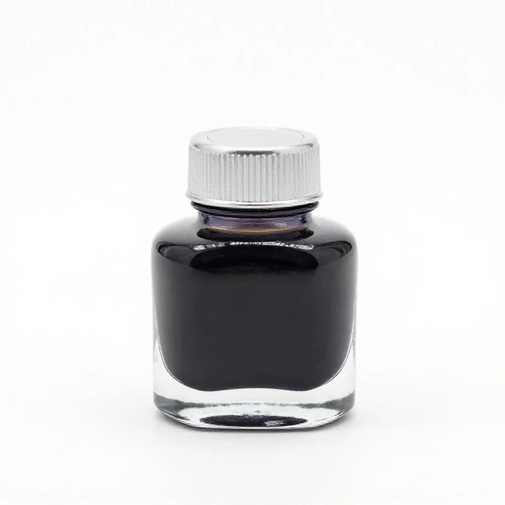 Bottle of india ink isolated on a white background