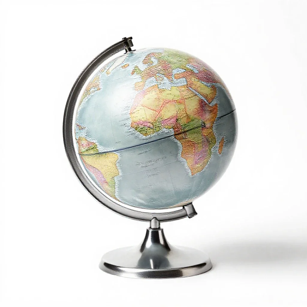 Globe on a stand isolated on a white background