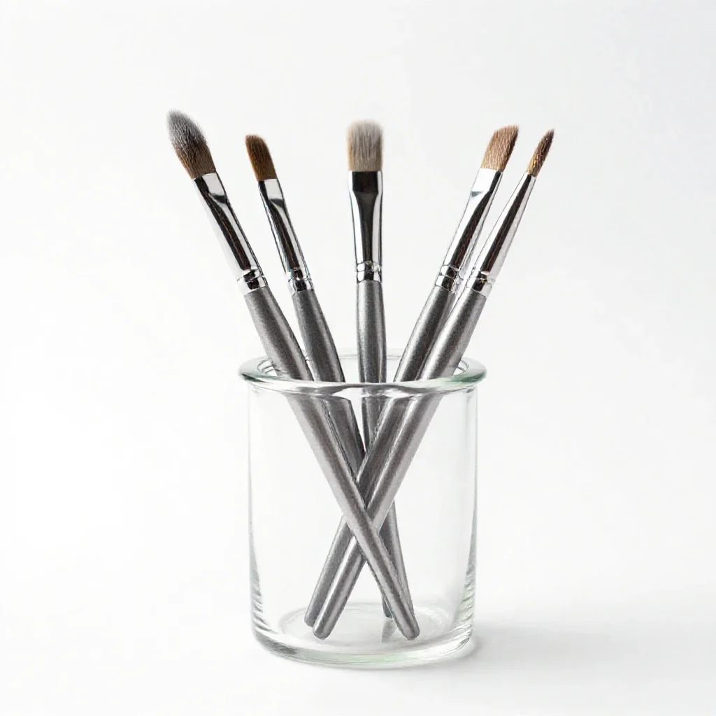 Jar of brushes isolated on a white background