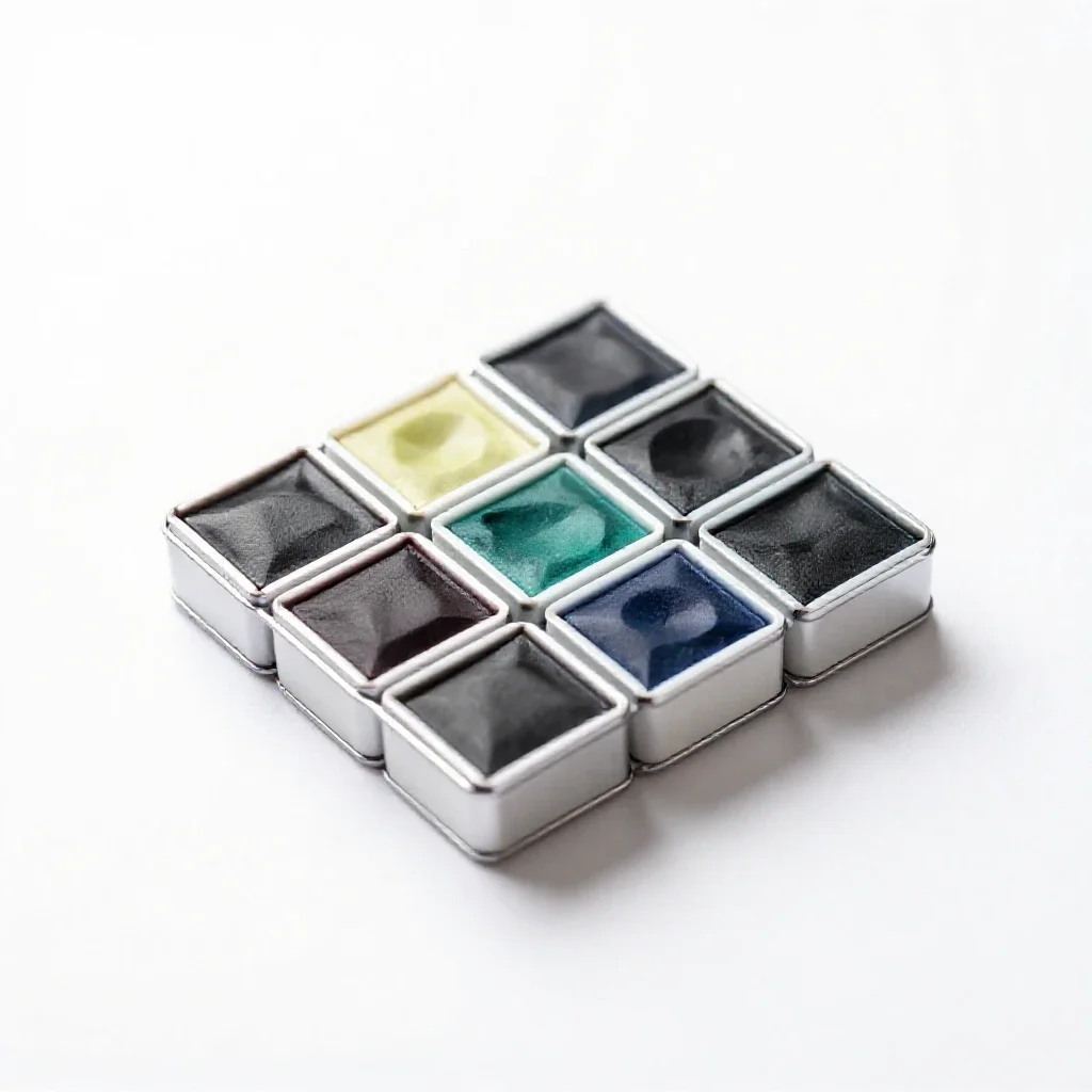 Set of watercolour pans isolated on a white background