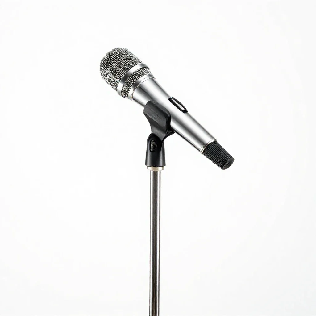 Boom microphone on a stand isolated on a white background