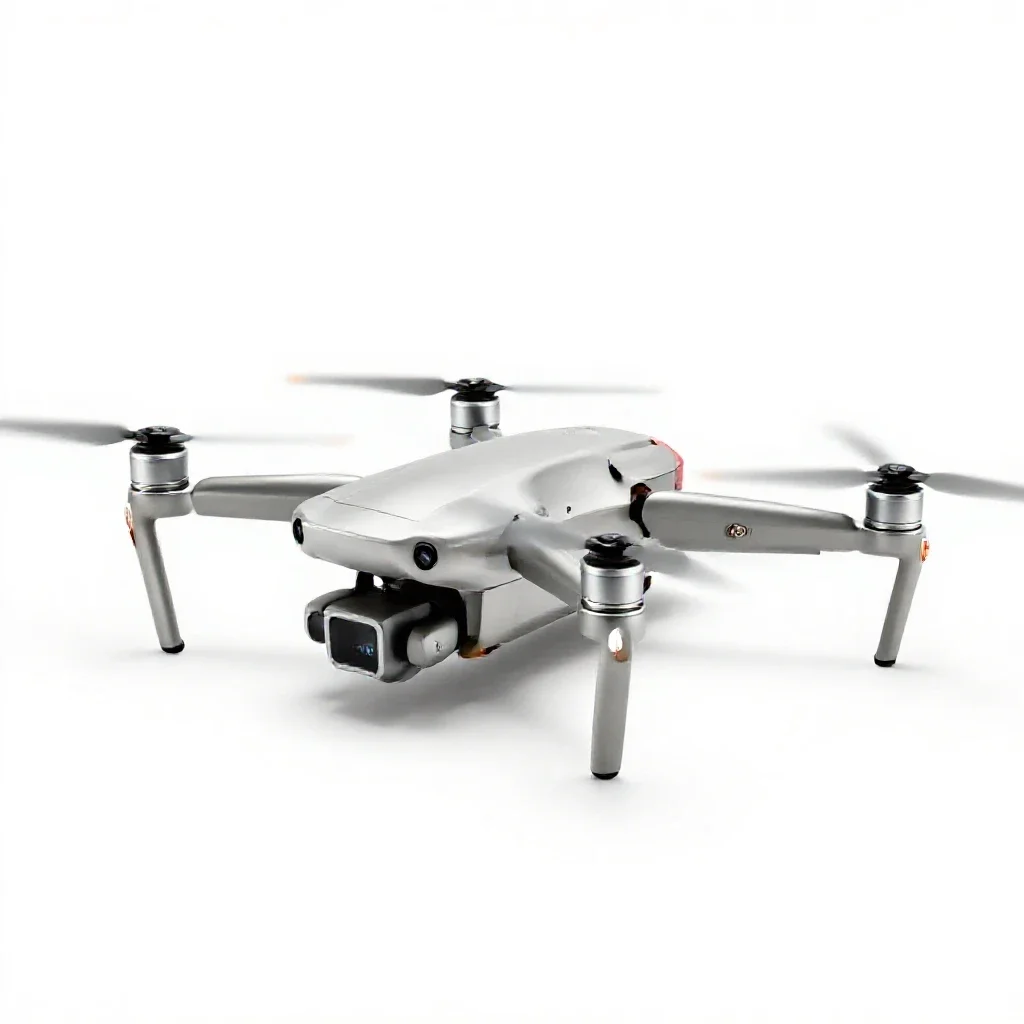 Drone with folded arms isolated on a white background