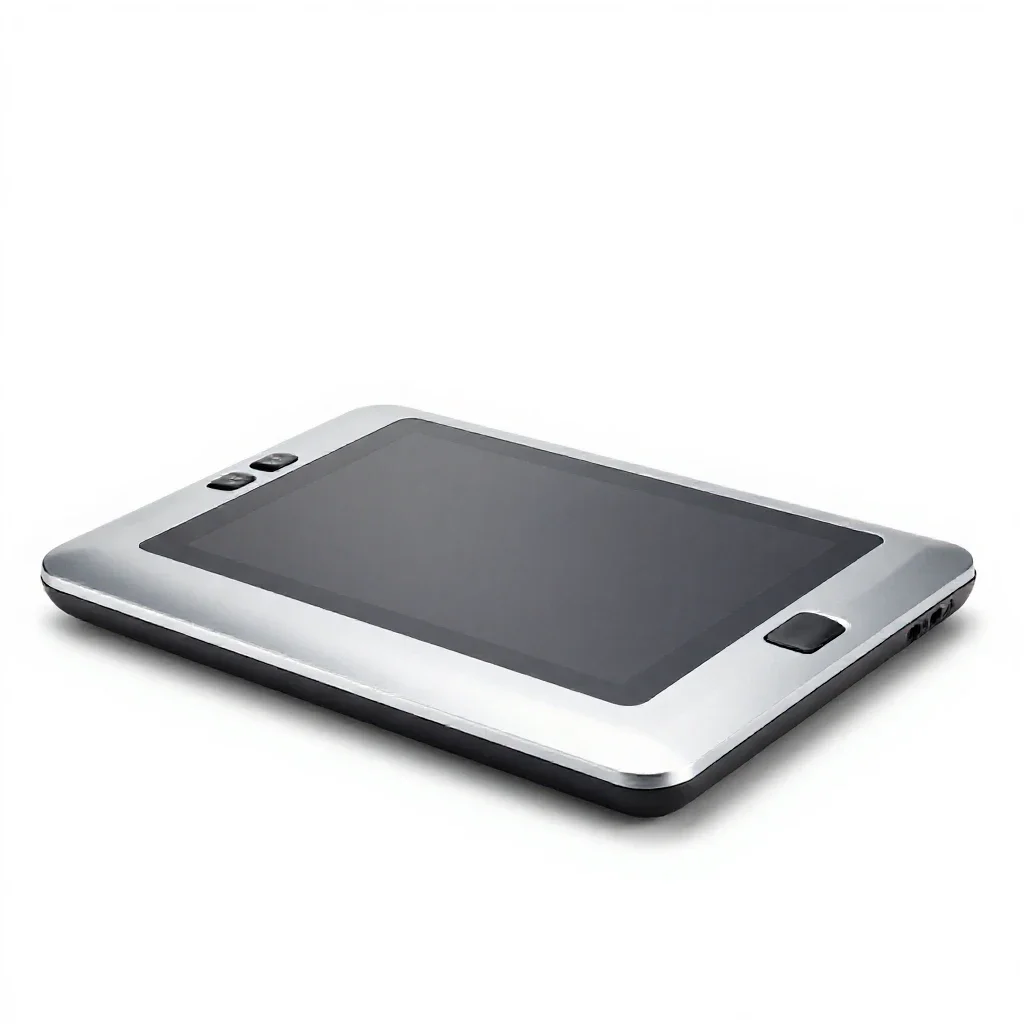 Graphics tablet with a stylus isolated on a white background
