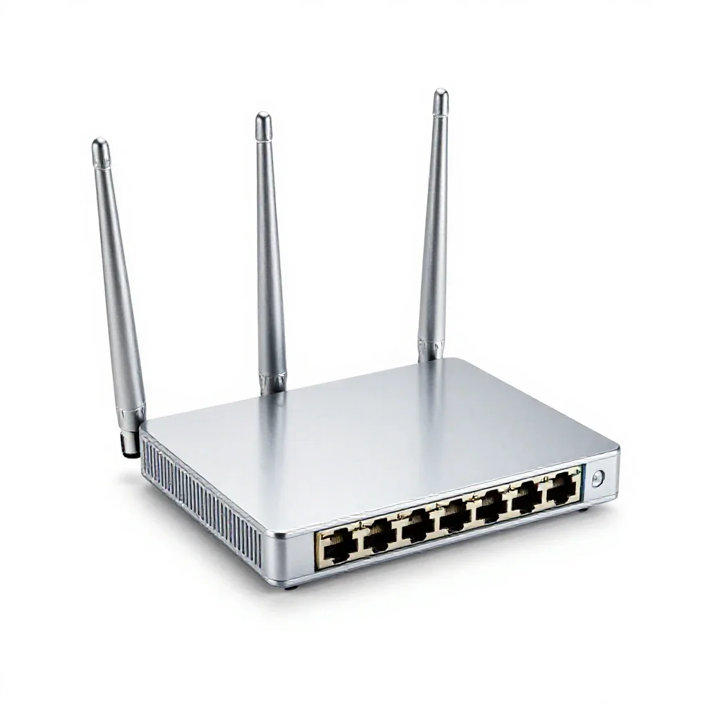 Network router with antennas isolated on a white background