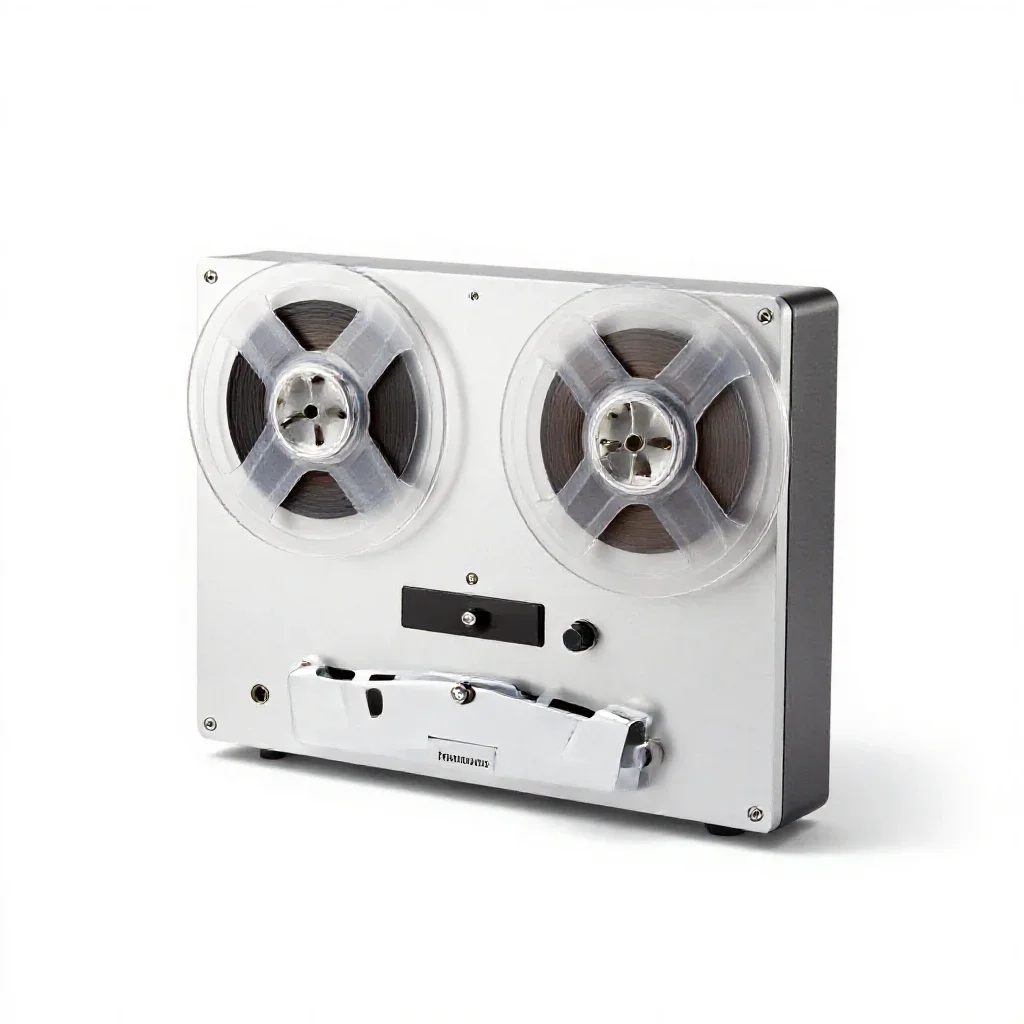 Reel-to-reel tape deck isolated on a white background