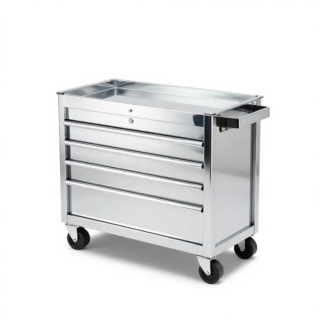 Toolbox with a cantilever tray isolated on a white background