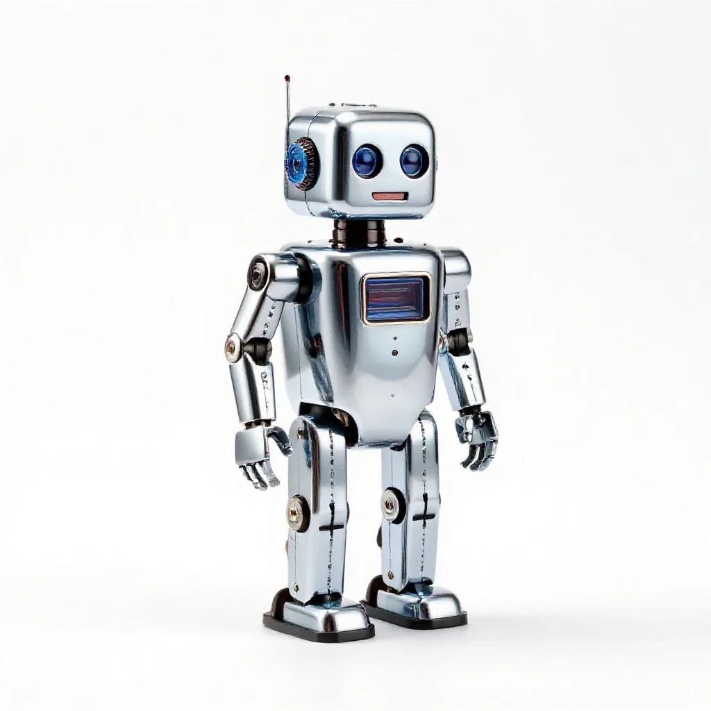 Wind-up robot isolated on a white background