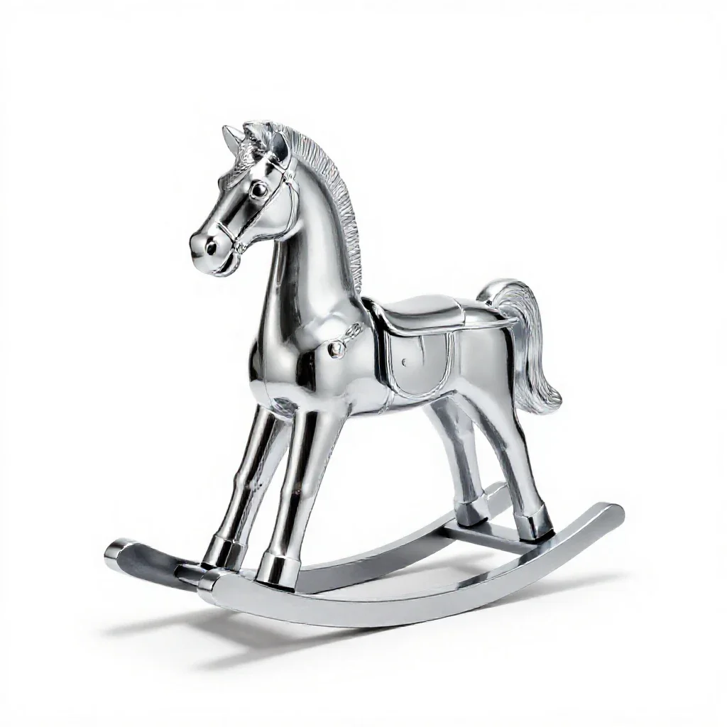 Wooden rocking horse isolated on a white background