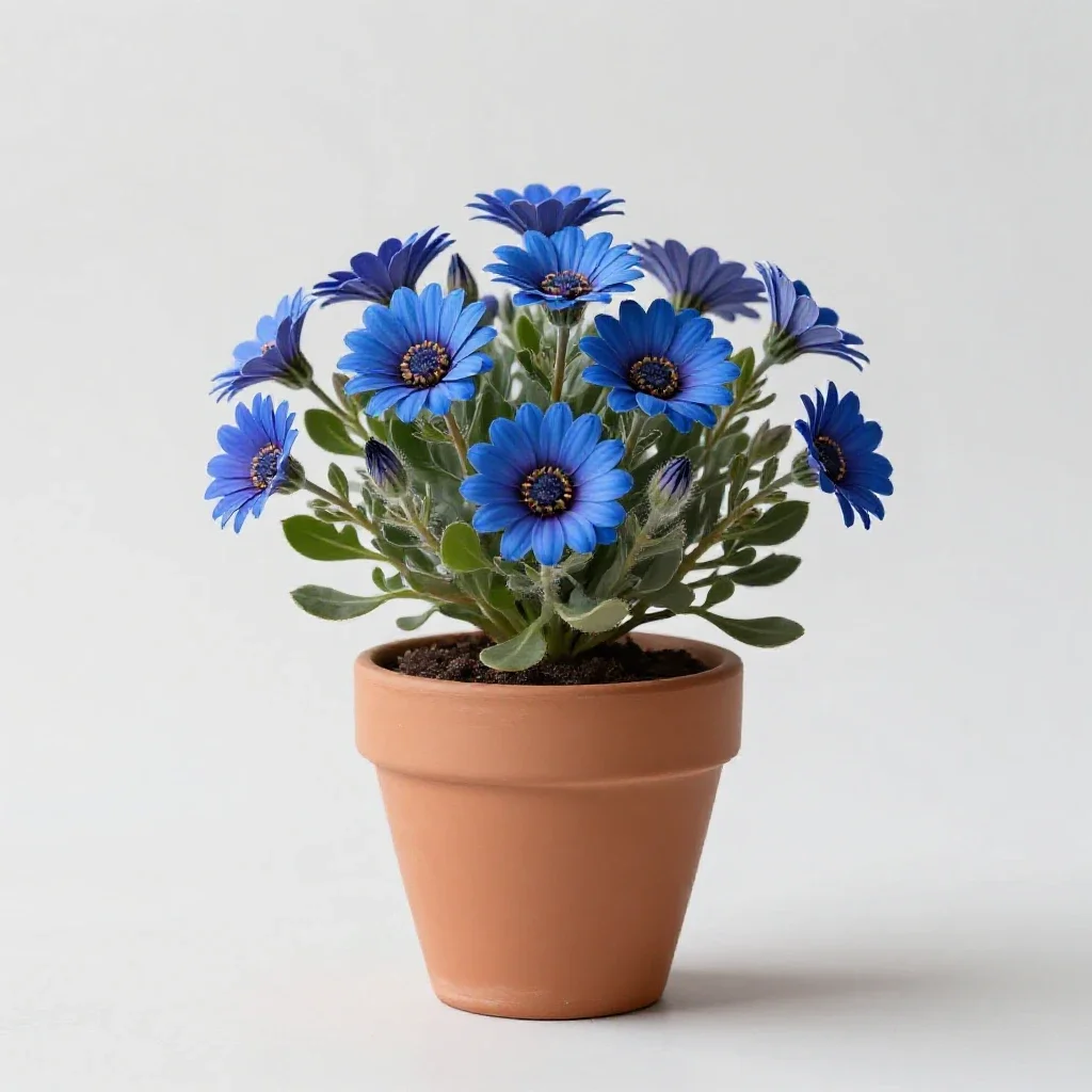 Blue daisy isolated on a white background