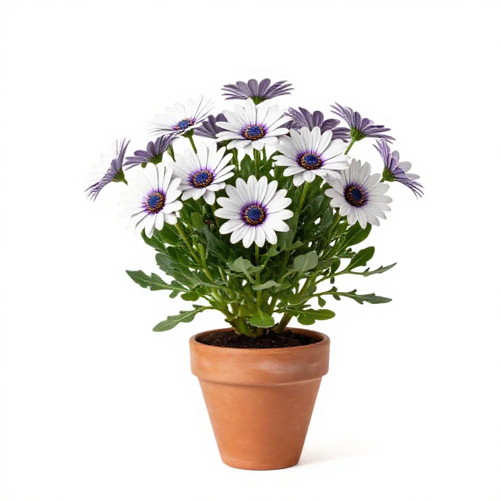 Blue-eyed African daisy isolated on a white background