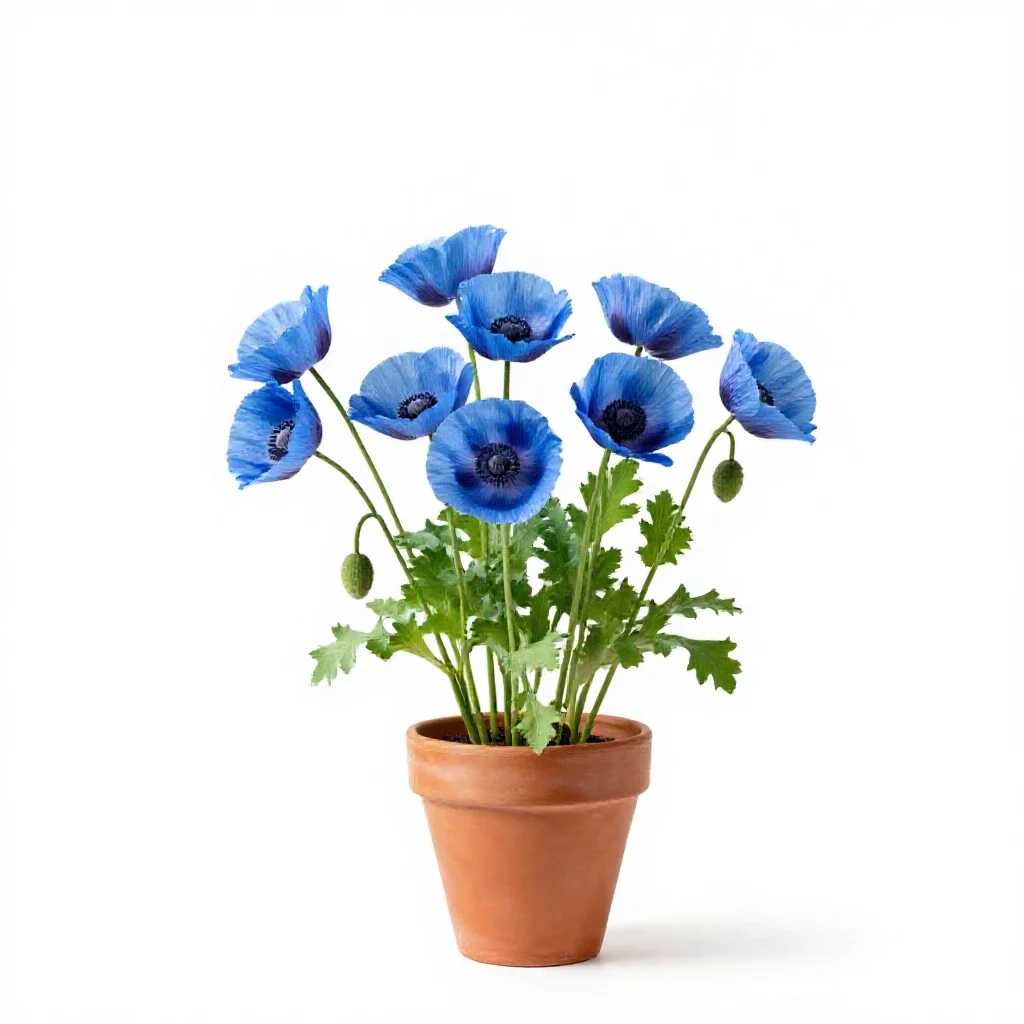 Blue poppy isolated on a white background