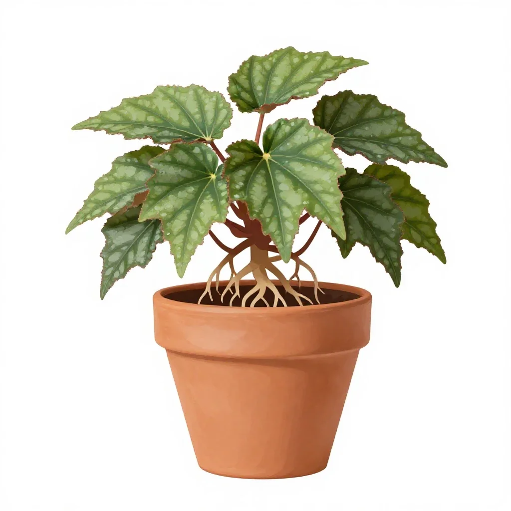 Fibrous-rooted begonia isolated on a white background