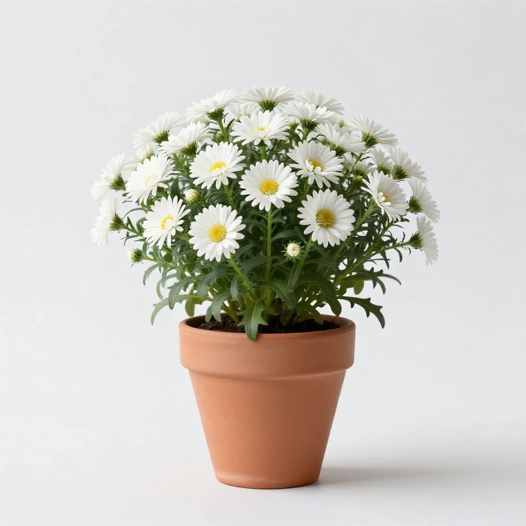 Flat-topped white aster isolated on a white background
