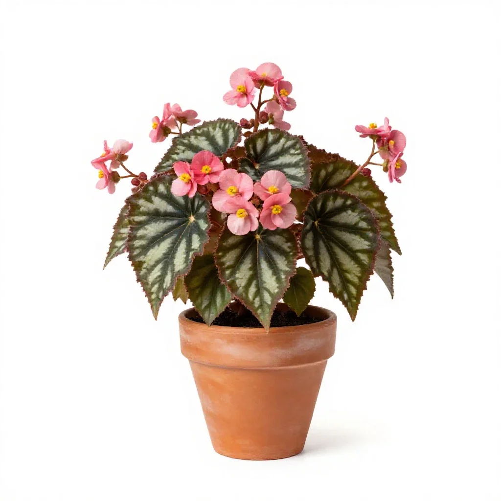 Hybrid tuberous begonia isolated on a white background