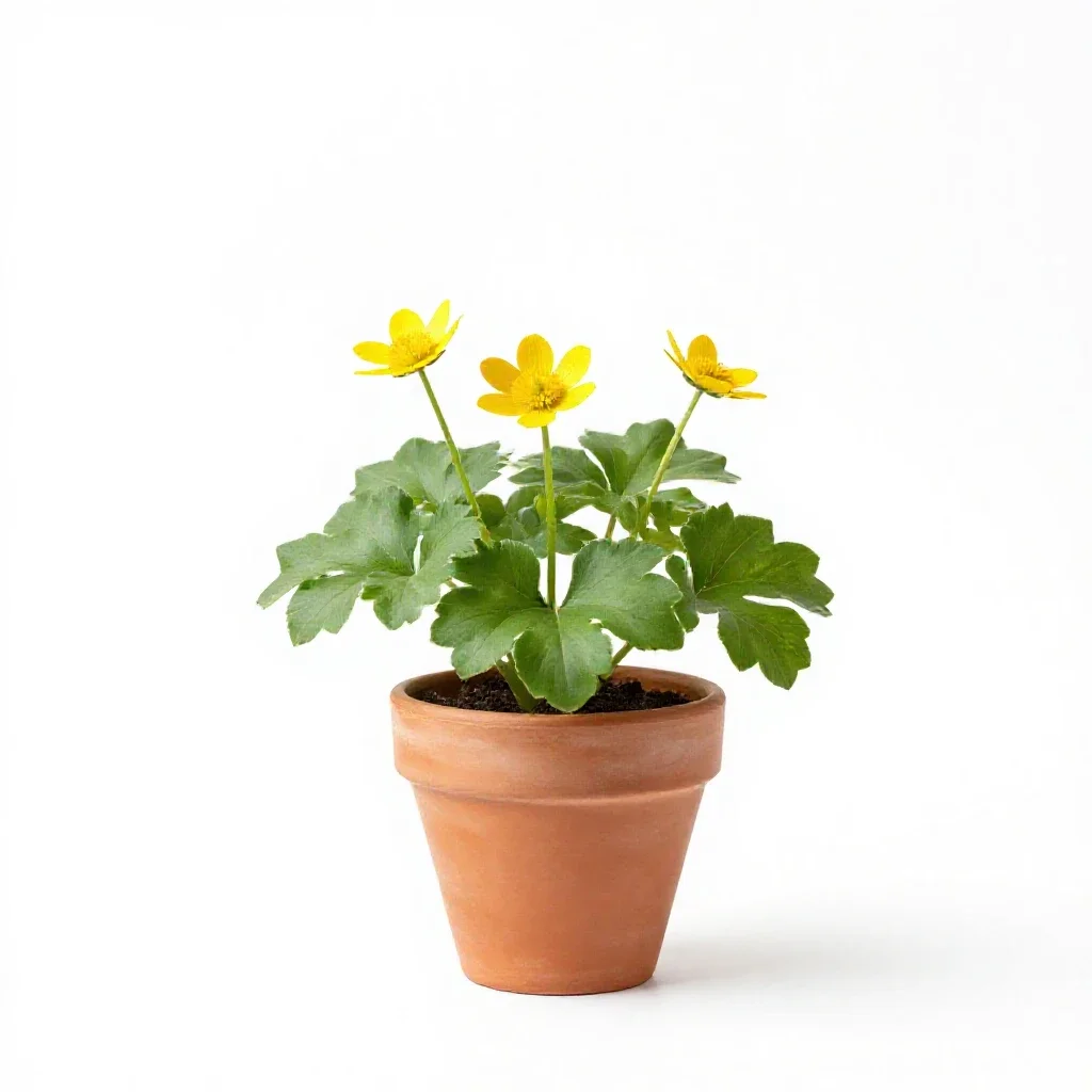 Lesser celandine isolated on a white background