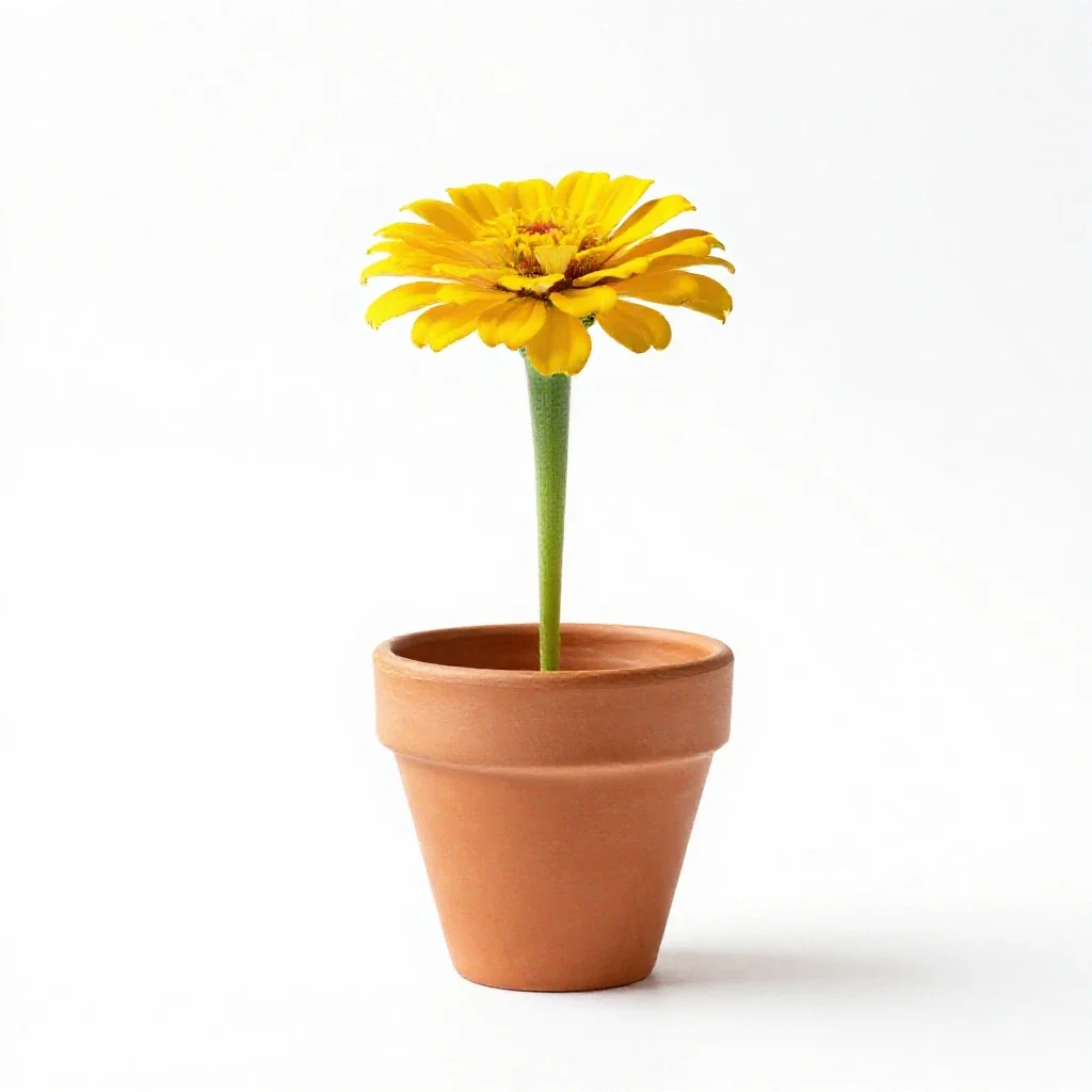 Little golden zinnia isolated on a white background
