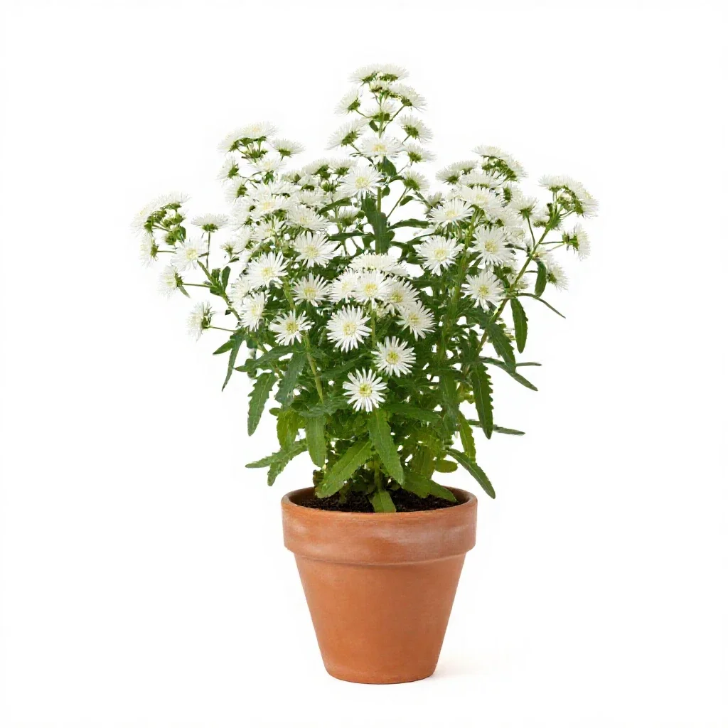 Narrow-leaved white-topped aster isolated on a white background