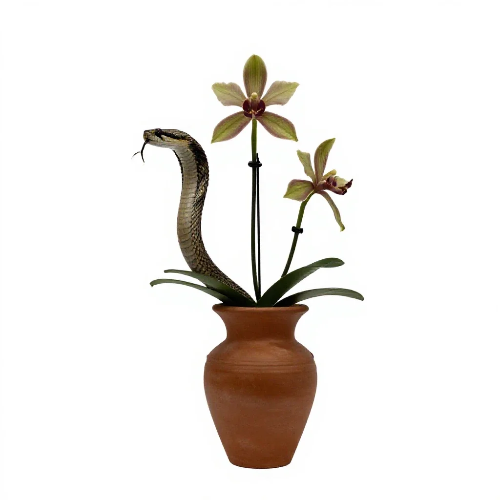 Rattlesnake orchid isolated on a white background