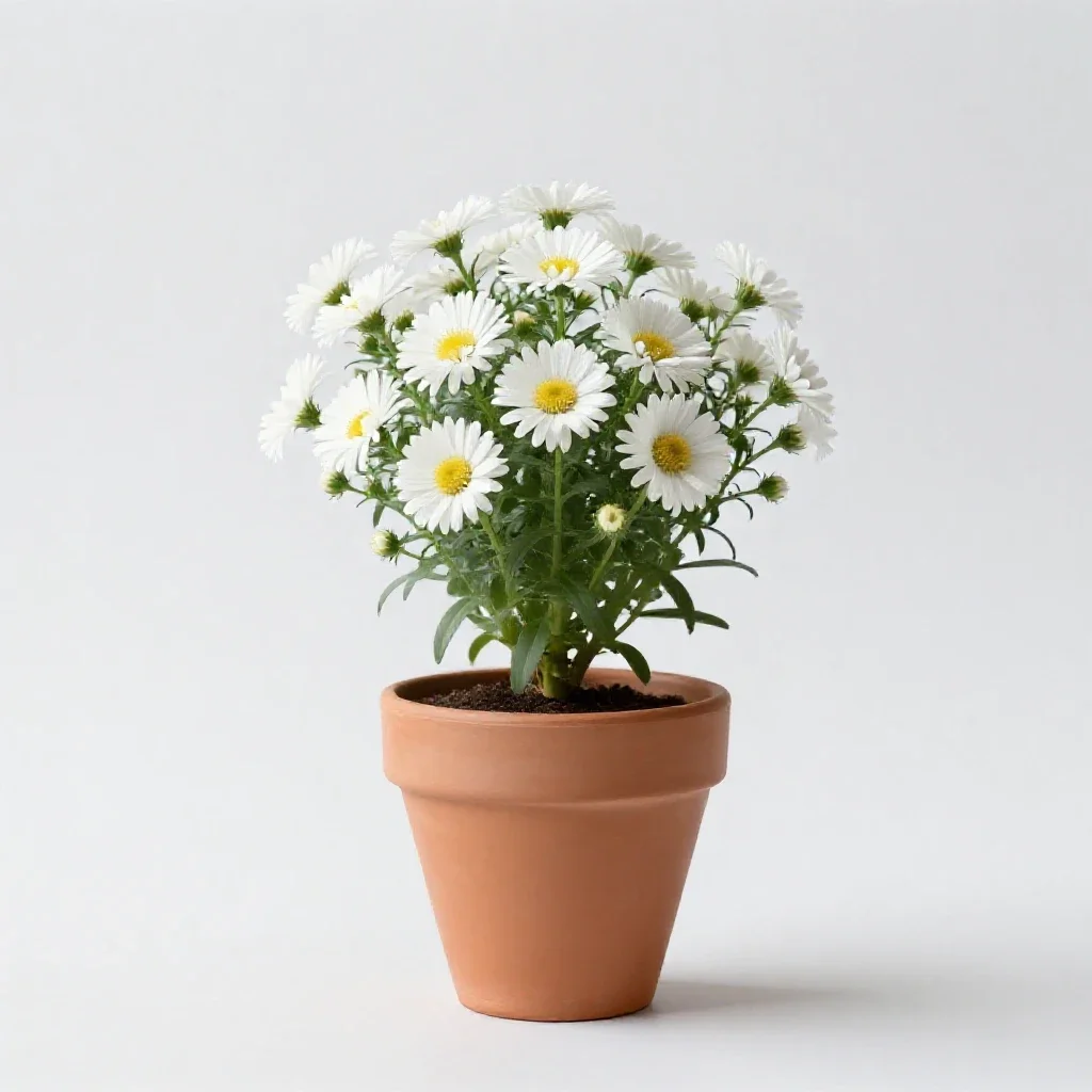 Small white aster isolated on a white background