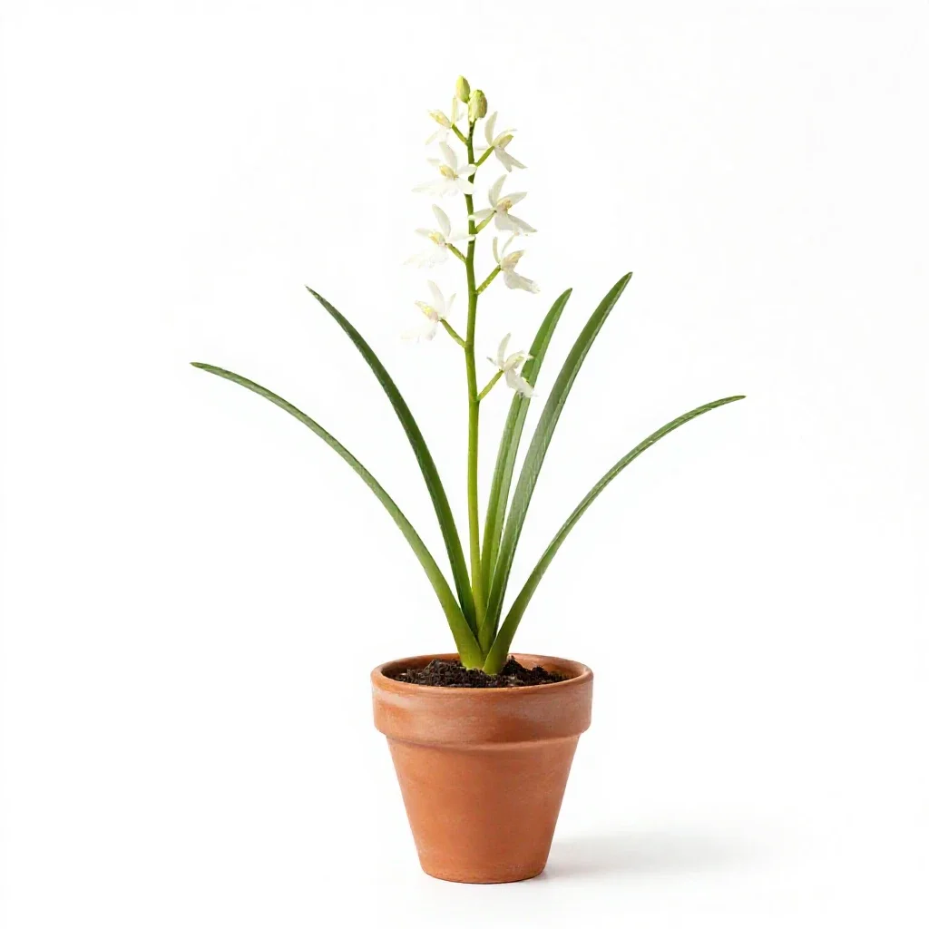 Snowy orchid isolated on a white background