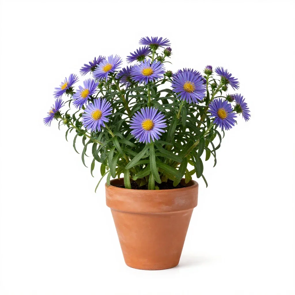 Wavy-leaved aster isolated on a white background