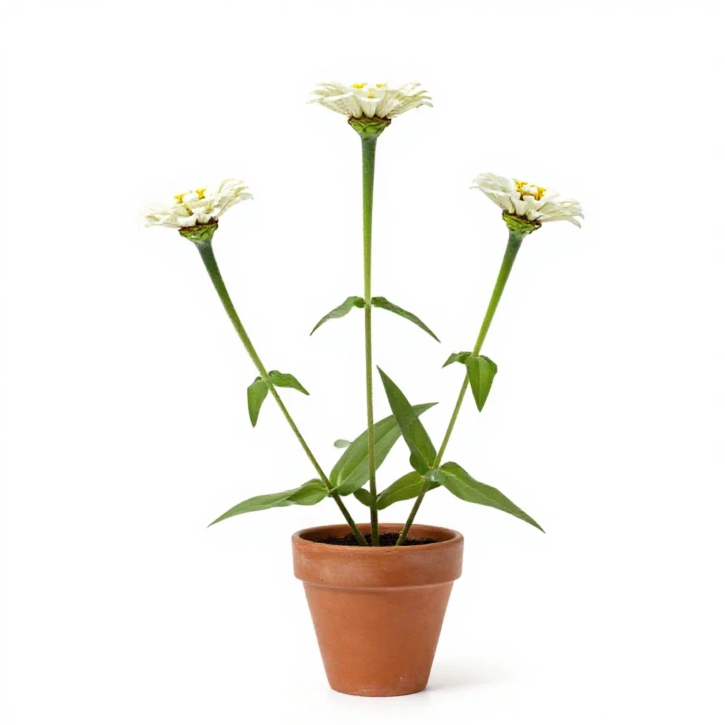 White zinnia isolated on a white background