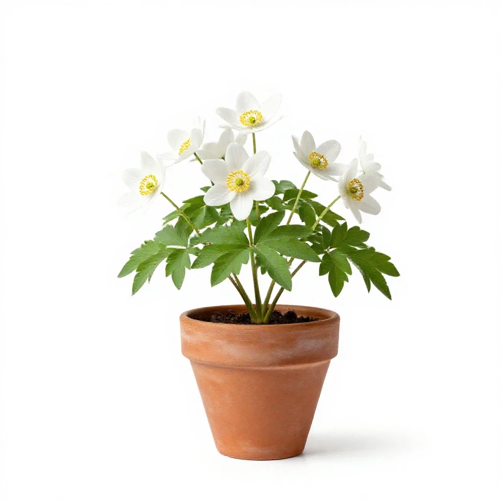 Wood anemone isolated on a white background
