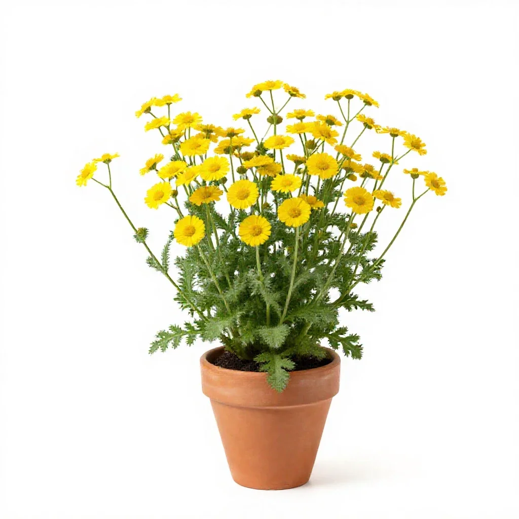 Yellow chamomile isolated on a white background