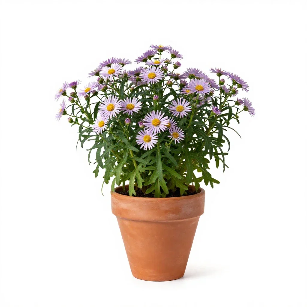 Arrow leaved aster isolated on a white background