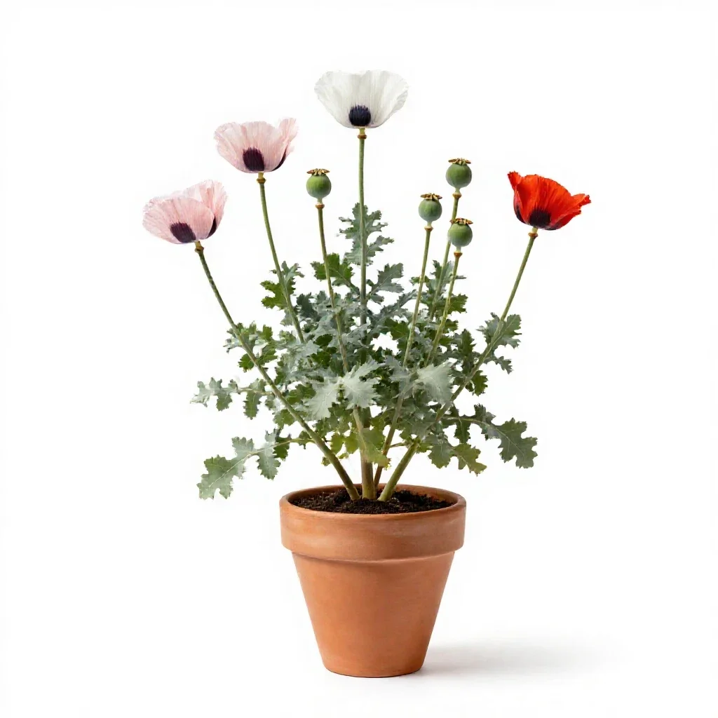 Opium poppy isolated on a white background