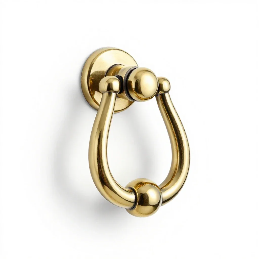 Brass door knocker isolated on a white background