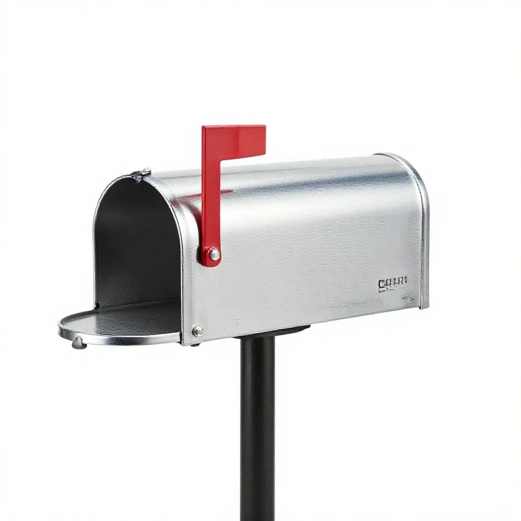 Mailbox on a post isolated on a white background