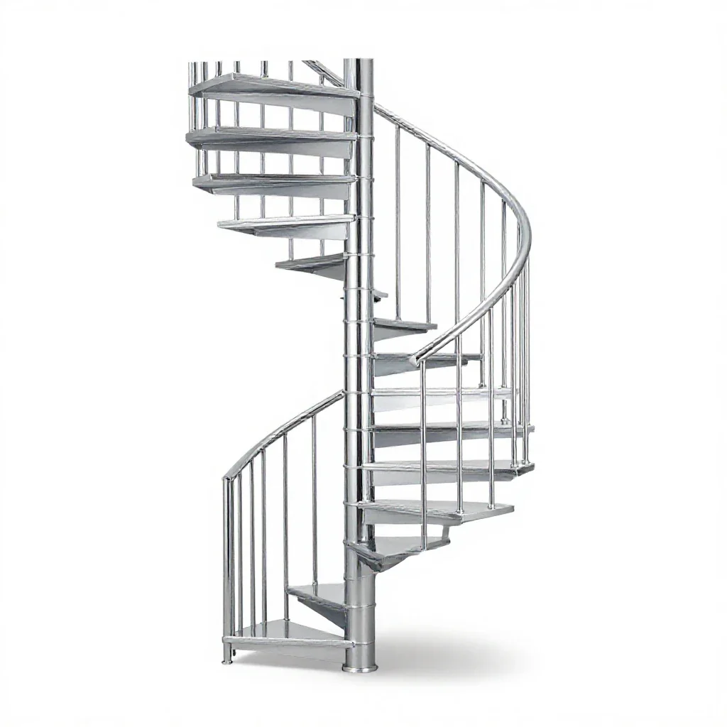 Spiral staircase segment isolated on a white background