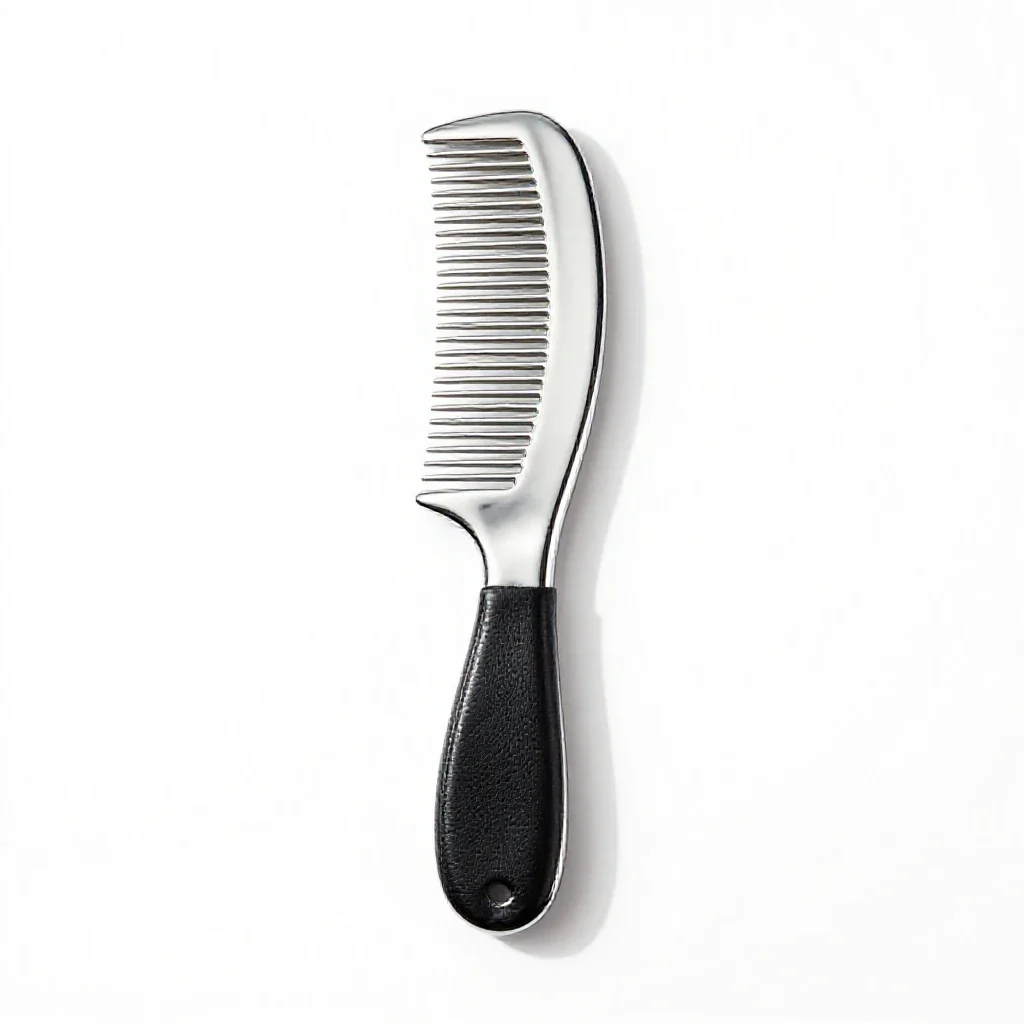 Comb in a leather sleeve isolated on a white background