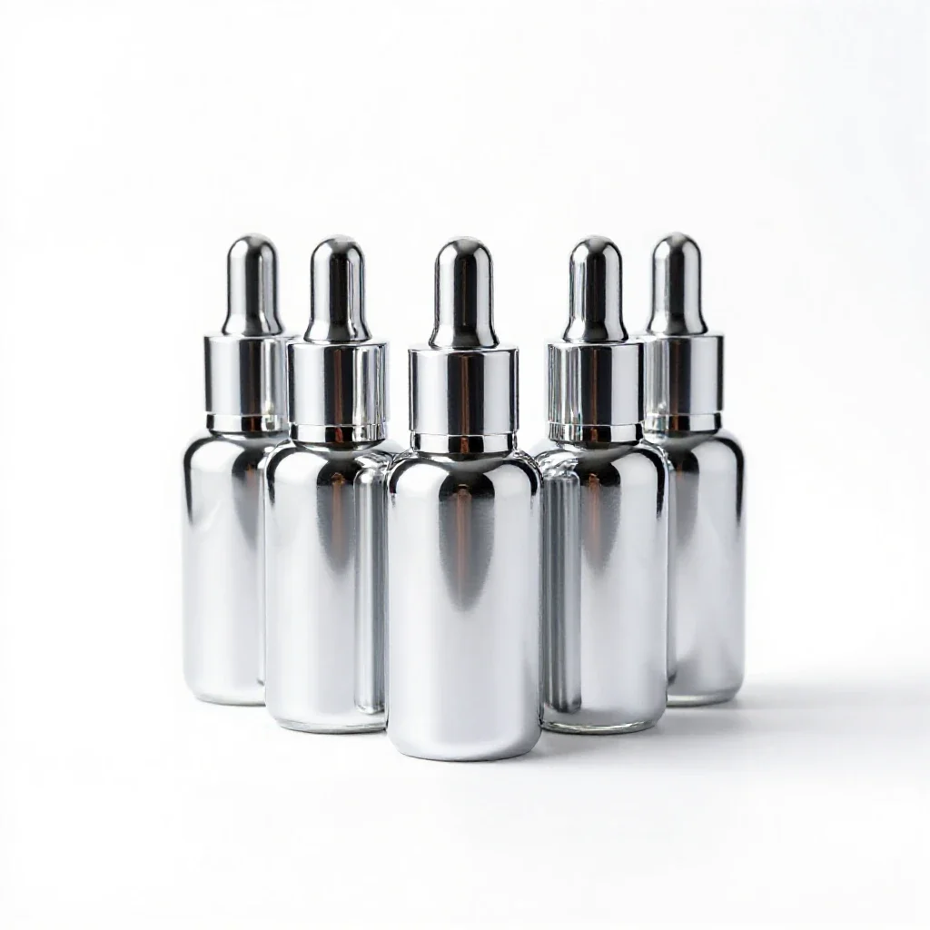 Set of glass dropper serums isolated on a white background