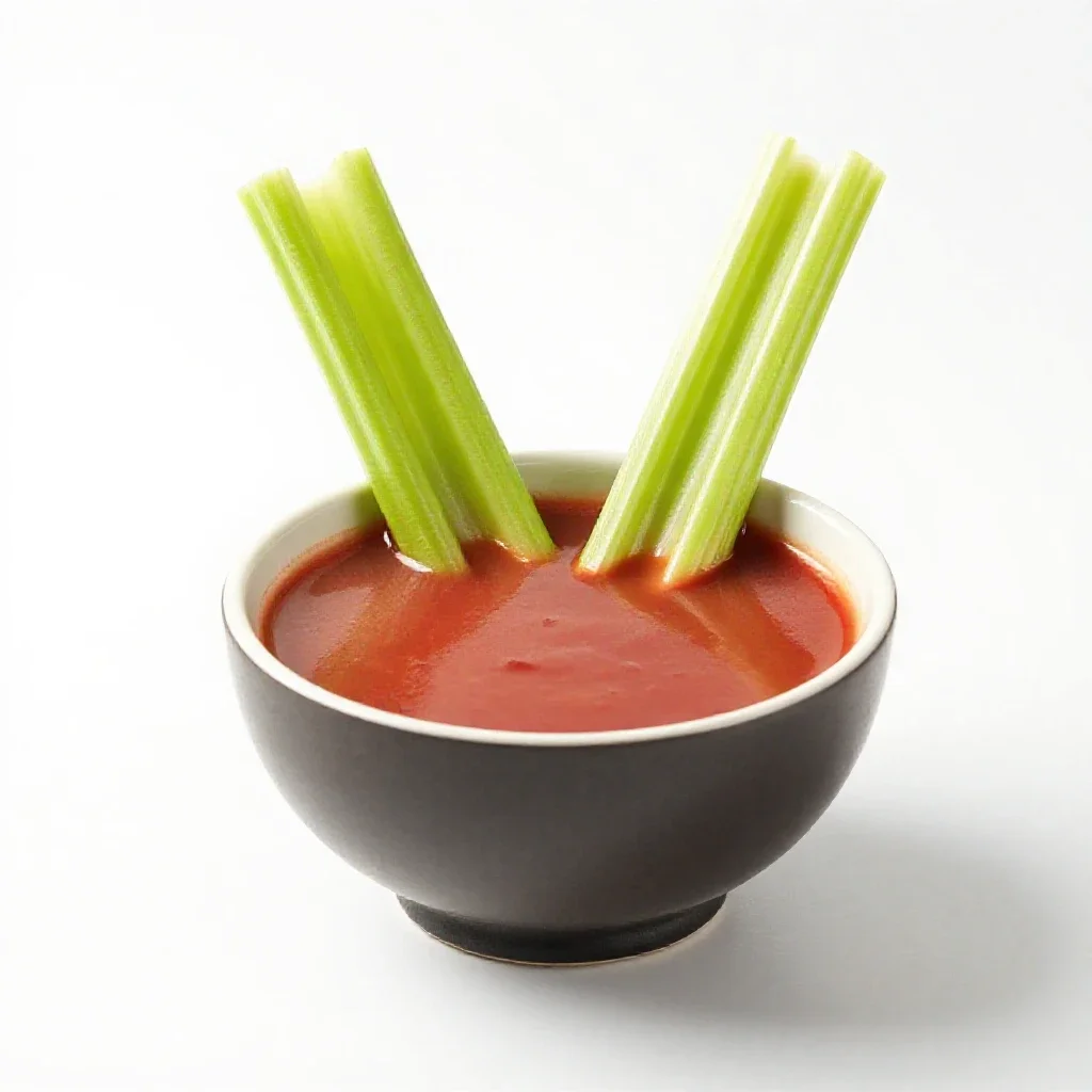 Bloody mary with a celery stalk isolated on a white background