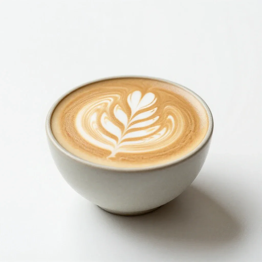 Flat white with latte art isolated on a white background