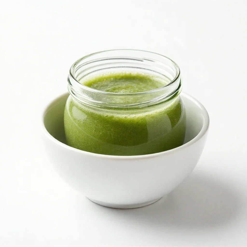 Green smoothie in a jar isolated on a white background