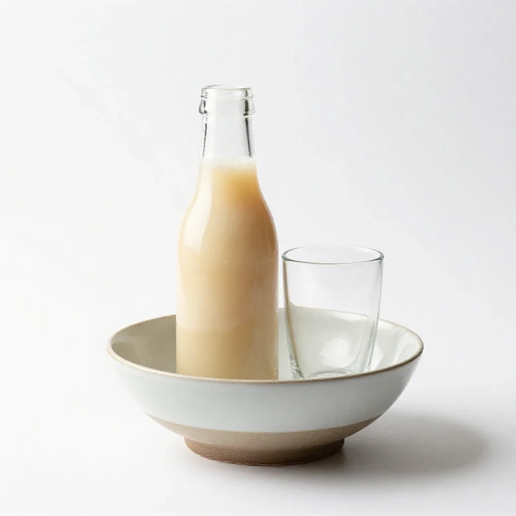 Soju bottle and glass isolated on a white background
