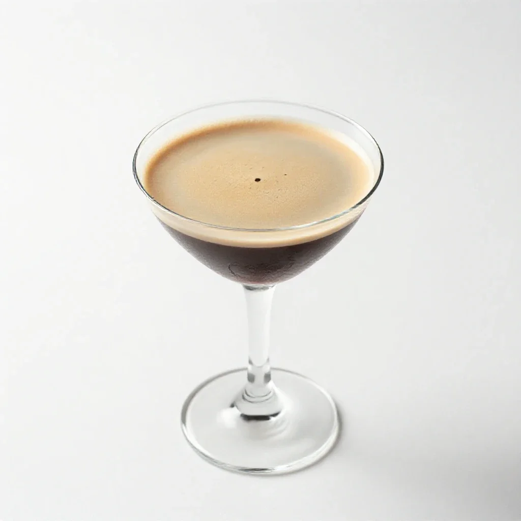 Espresso martini with crema isolated on a white background