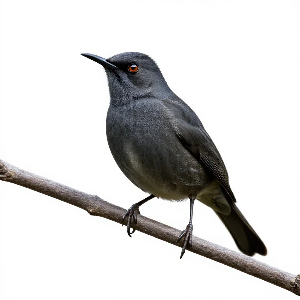 Bellbird on a branch isolated on a white background