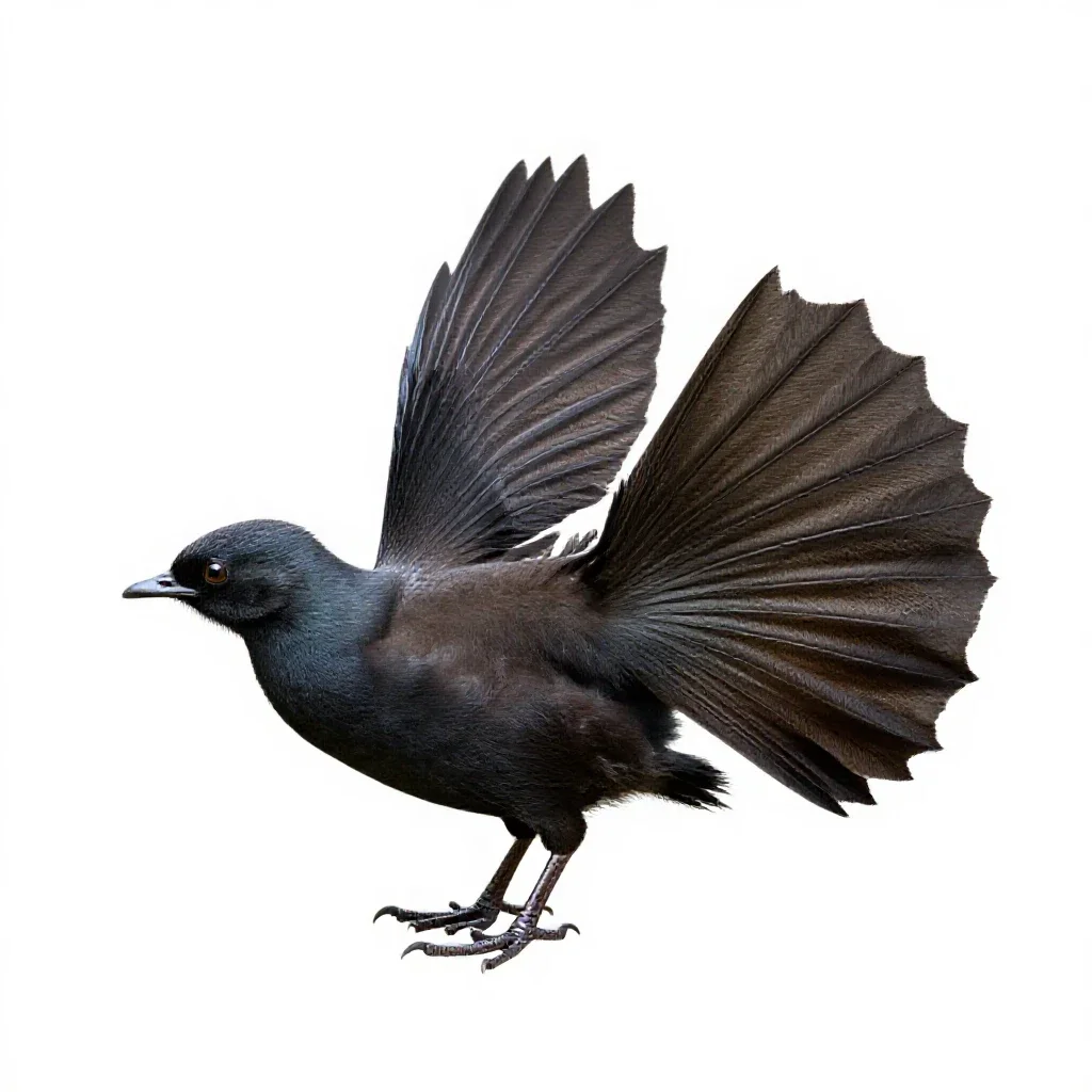 Fantail with its tail spread isolated on a white background