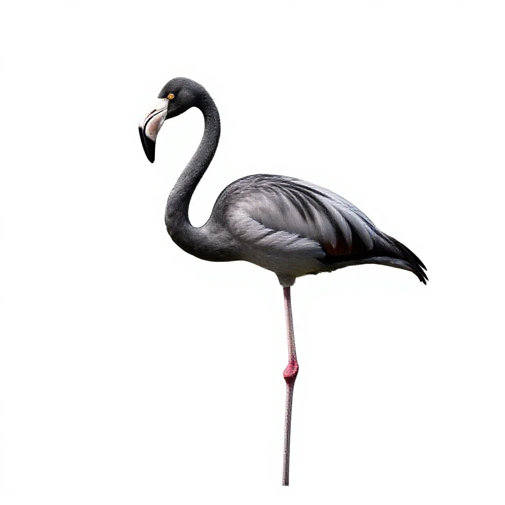 Flamingo on one leg isolated on a white background